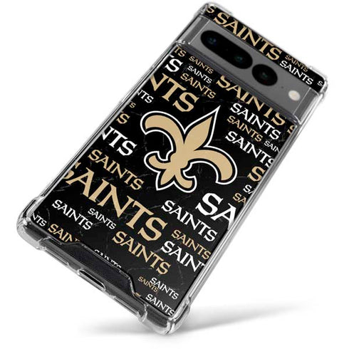 NFL New Orleans Saints Black Blast Google Pixel 7 Pro Clear Case
